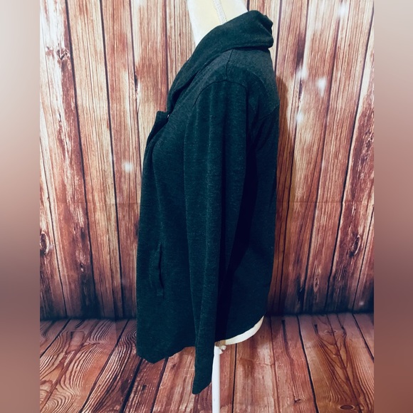 Women’s Small Sweater Cardigan Kensie Anthropologie Dark Gray One Button Pockets - Picture 10 of 13